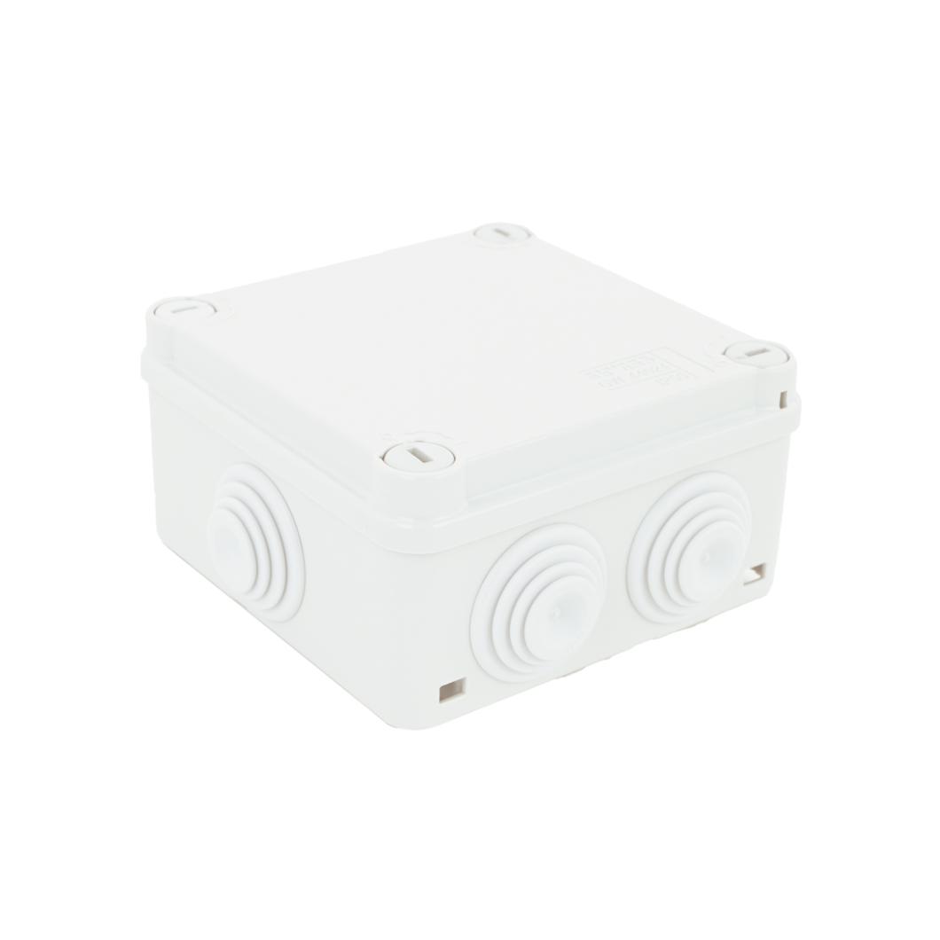 Caja de Derivación PVC Autoextinguible 100x100x50 mm 6 Entradas Tapa con Tornillo de 1/4" IP55