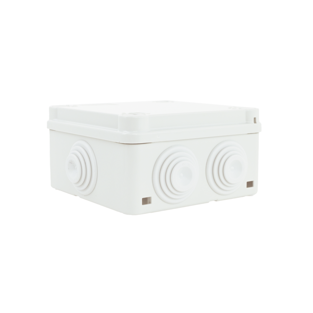 Caja de Derivación PVC Autoextinguible 100x100x50 mm 6 Entradas Tapa con Tornillo de 1/4" IP55